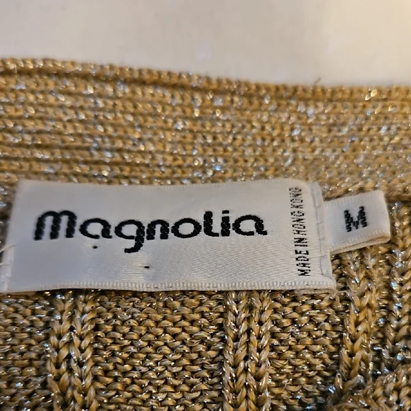 Magnolia Womens Shimmering Gold Cardigan Sweater - Picture 7 of 7
